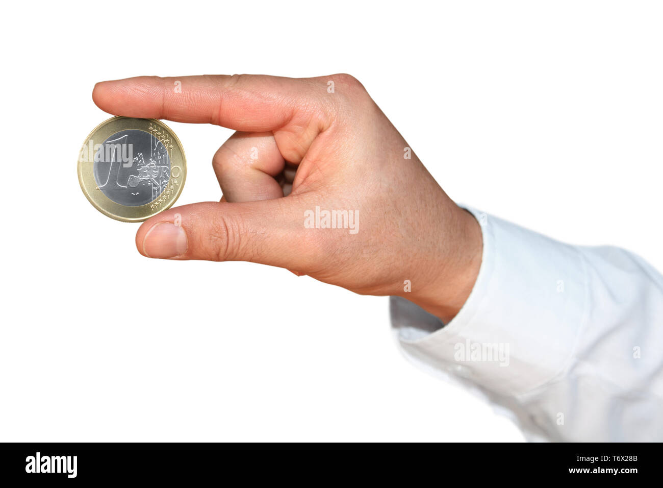 La série des gestes, des mains courantes, euro coin Banque D'Images