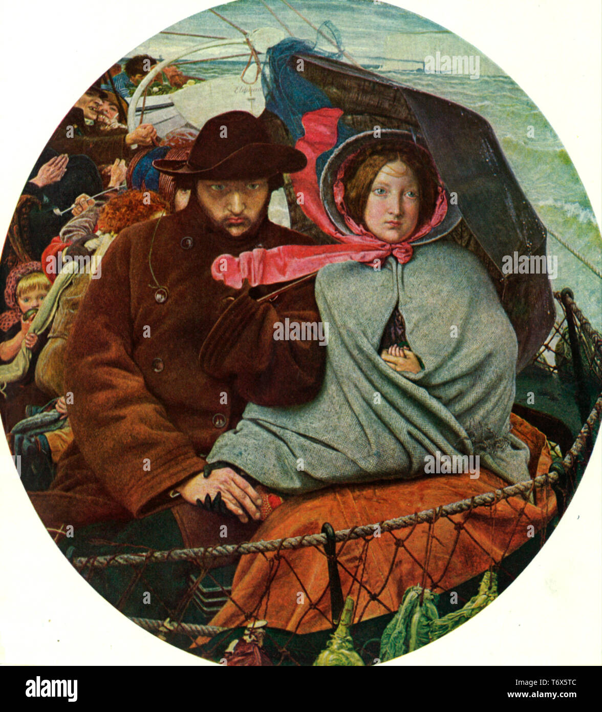 La dernière Angleterre, 1855. Par Ford Madox Brown (1821-1893). Brown a commencé la peinture en 1852 inspirée par le départ de son ami proche, le sculpteur préRaphaël Thomas Woolner (1825-1892), qui avait quitté l'Australie en juillet de cette année-là. Banque D'Images