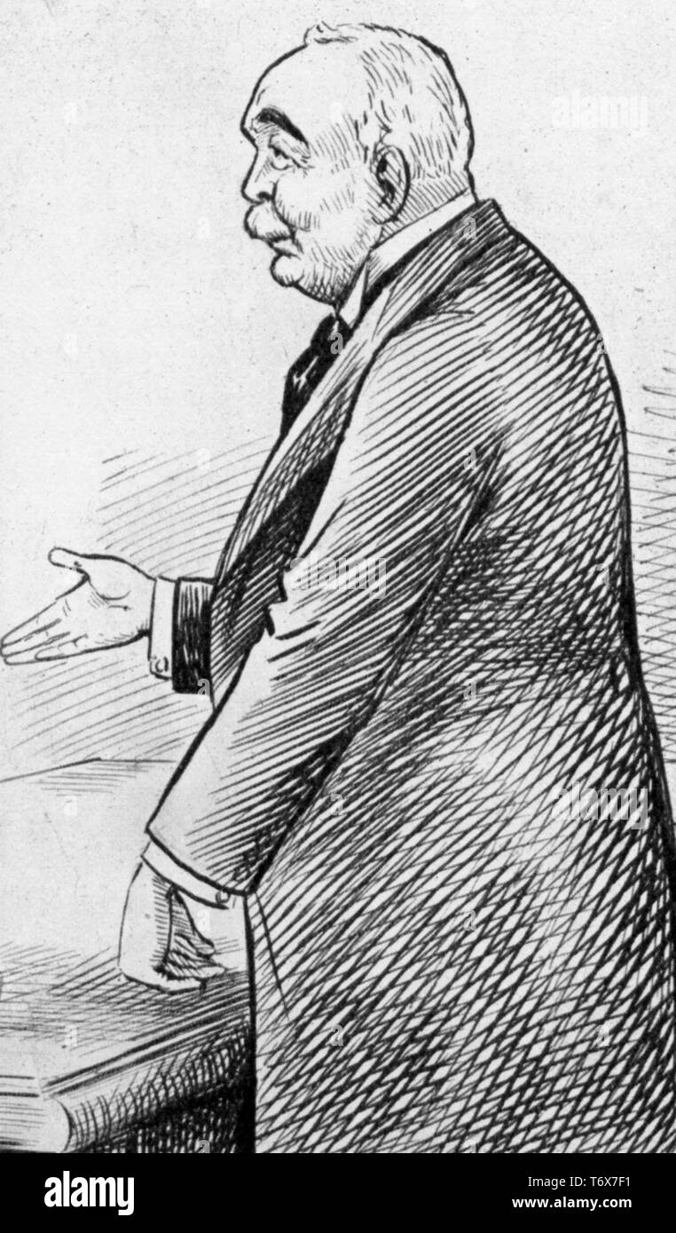 Sir Henry Campbell-Bannerman (1836-1908), c1906. Par Francis Carruthers Gould (1844-1925). Sir Henry Campbell-Bannerman (1836-1908), homme d'État britannique et homme politique du Parti libéral qui a été premier ministre du Royaume-Uni de 1905 à 1908 et chef du Parti libéral de 1899 à 1908. Banque D'Images