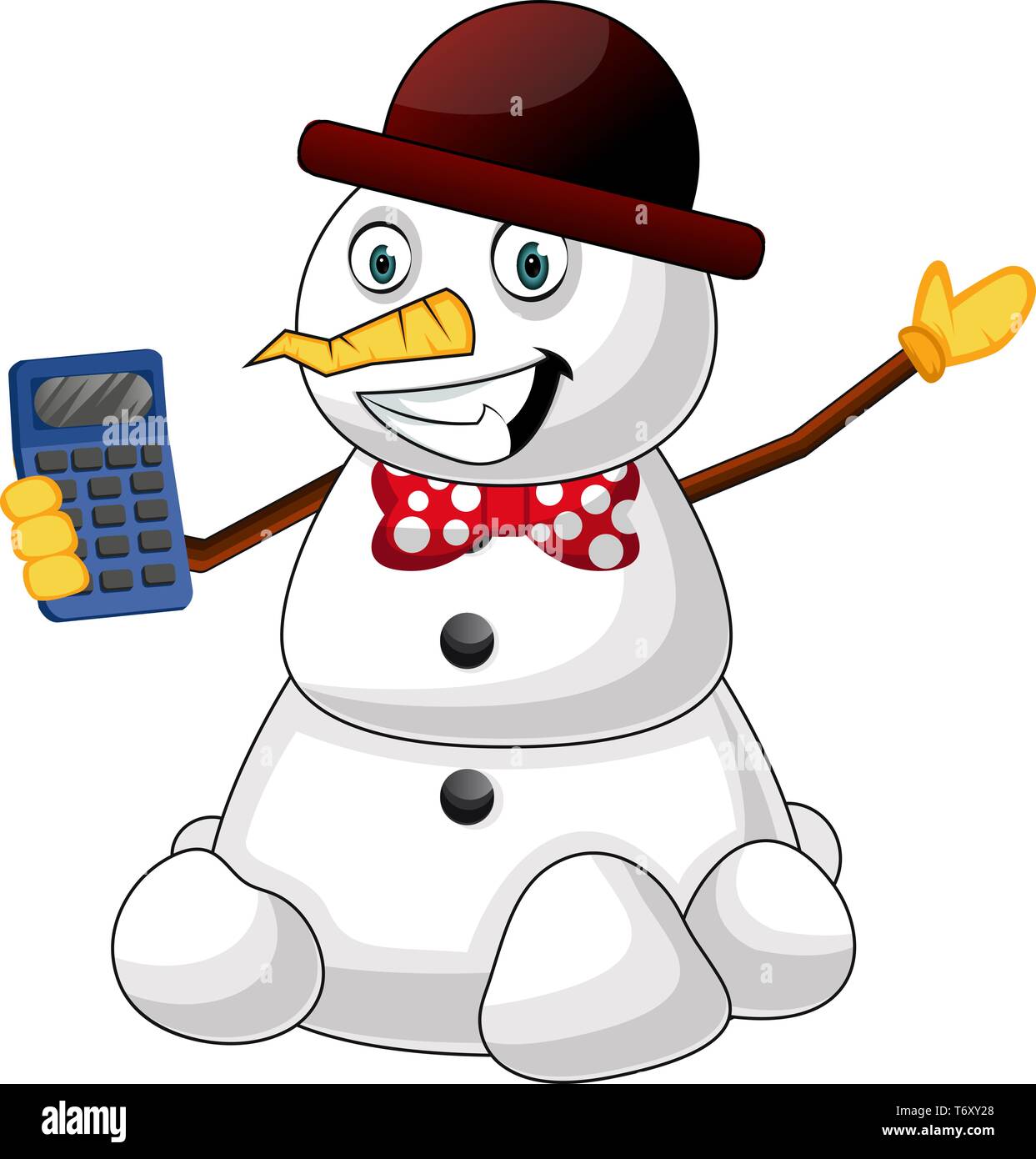 Le Snowman avec vector illustration digitron sur fond blanc Illustration de Vecteur