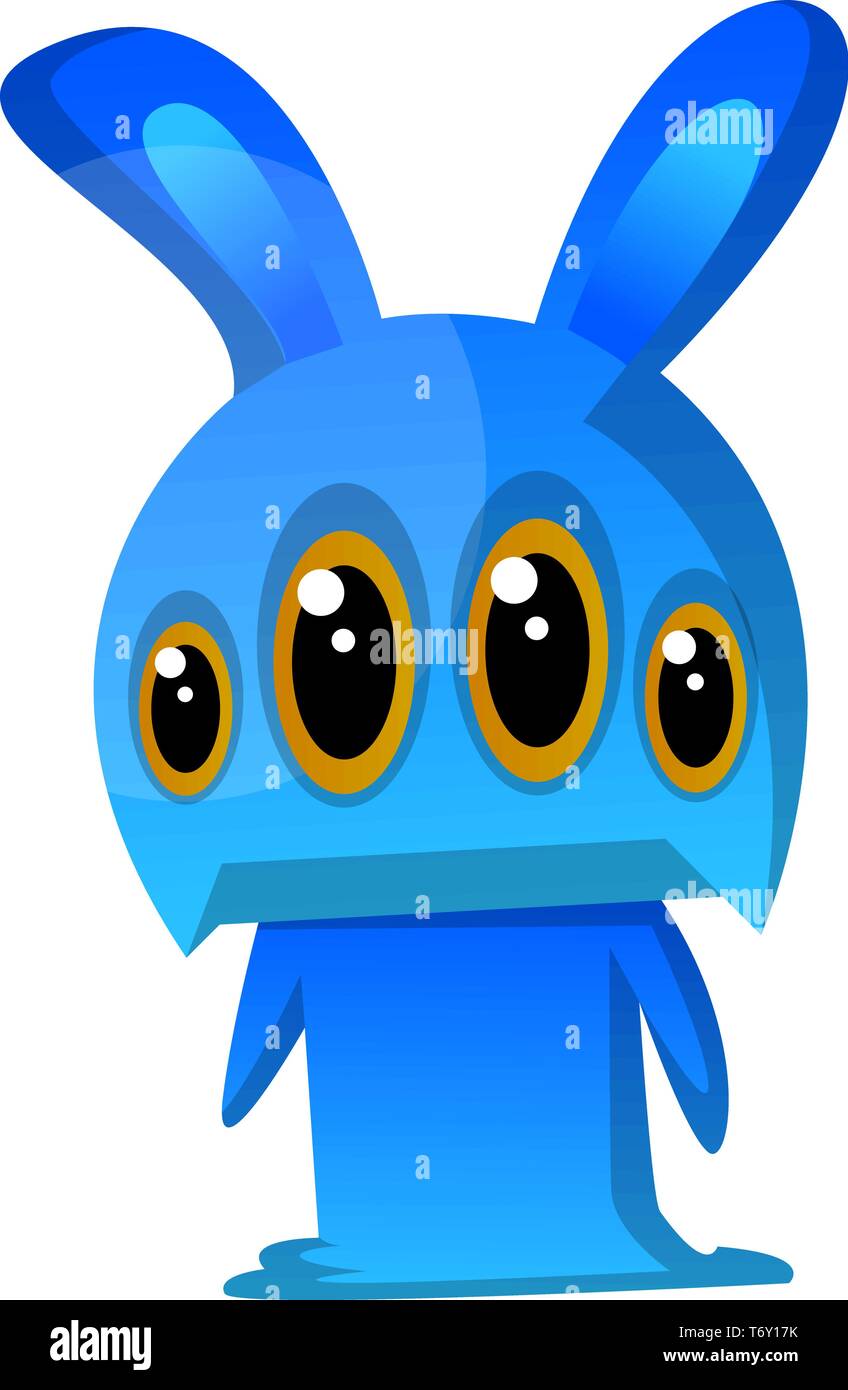 Quatre-eyed monster vector illustration lapin bleu sur fond blanc Illustration de Vecteur