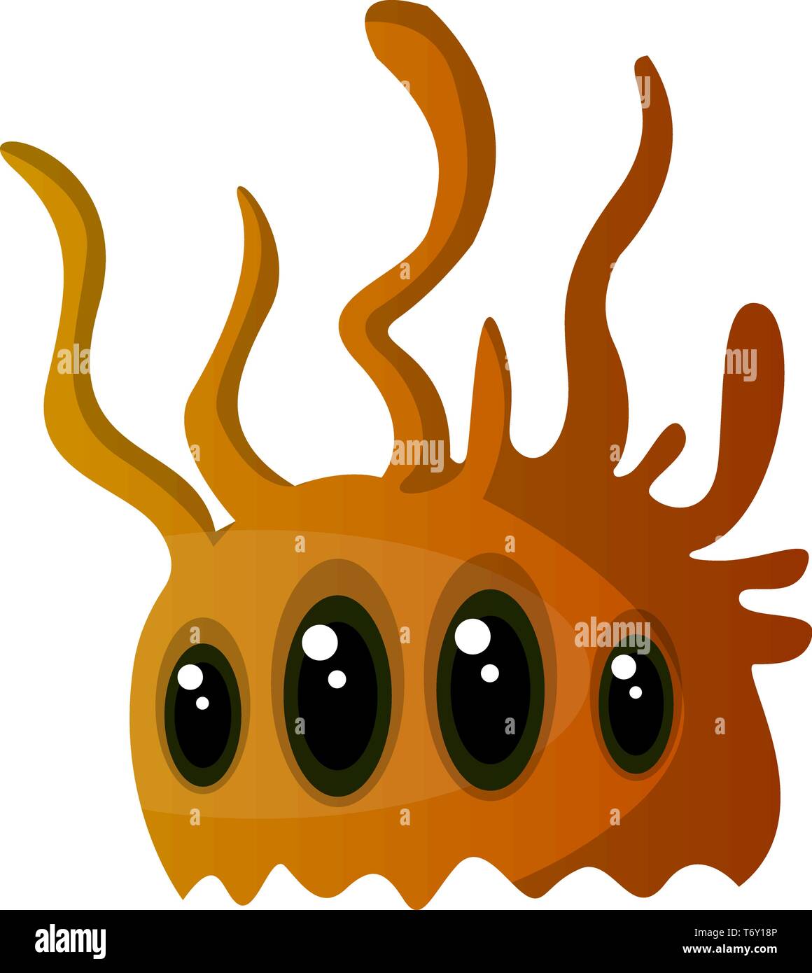 Quatre-eyed monster orange avec un vecteur illustration de l'avertisseur sonore sur fond blanc Illustration de Vecteur