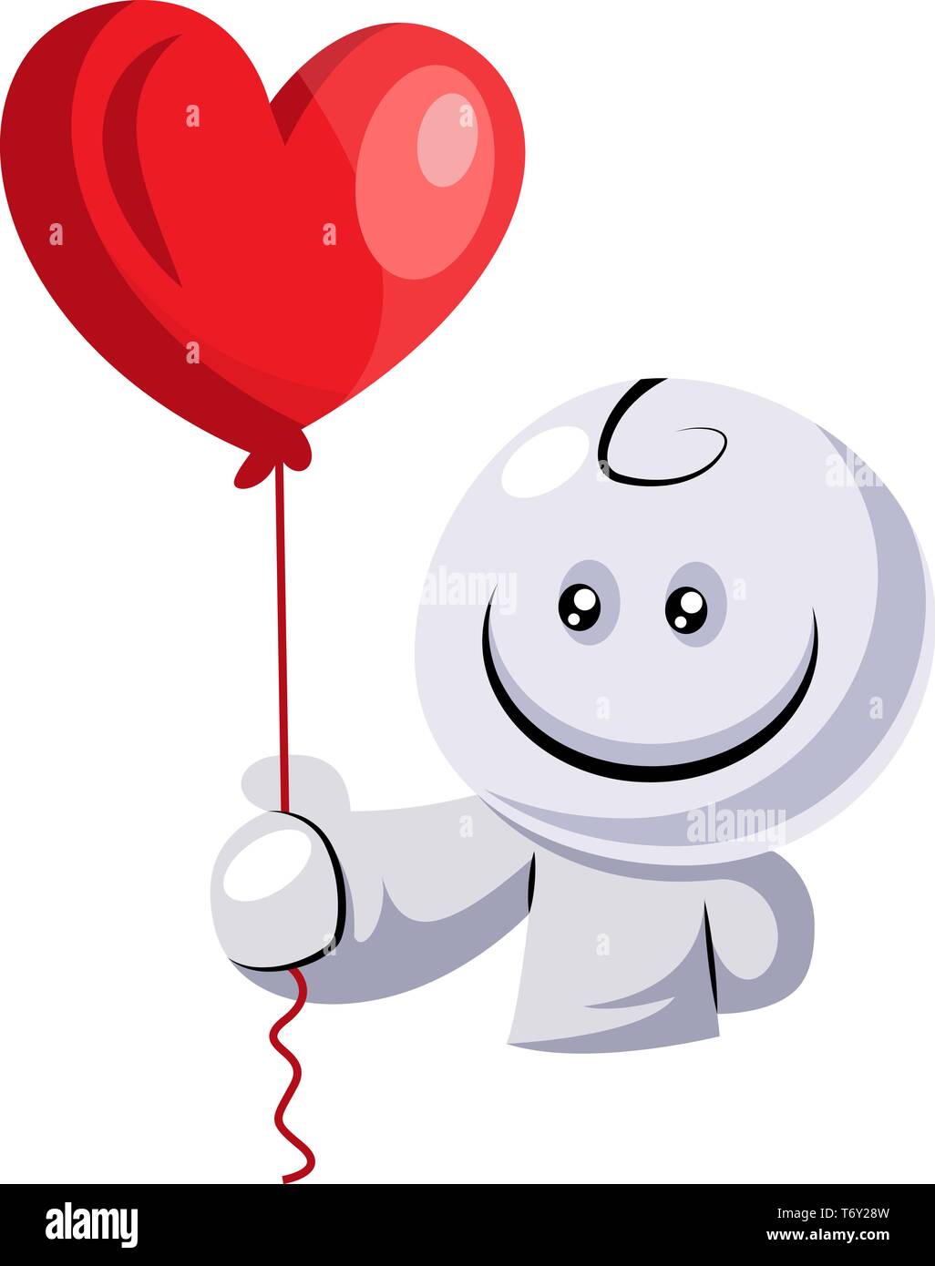 Personnage blanc holding red balloon illustration vecteur sur fond blanc Illustration de Vecteur