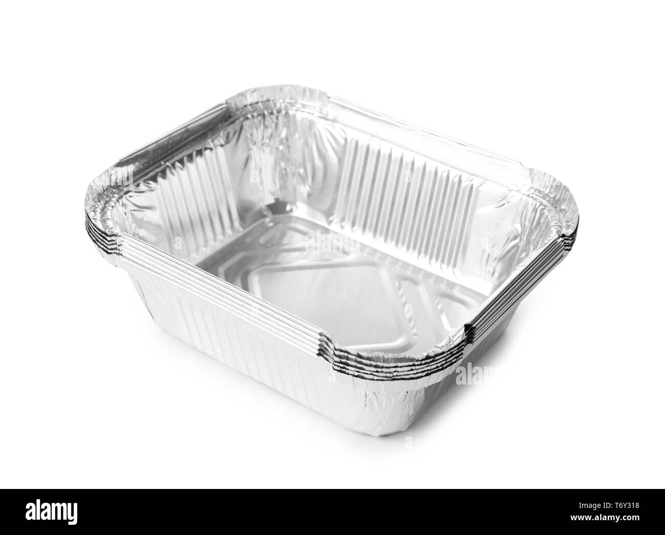 Les contenants vides sur fond blanc. Le service alimentaire Banque D'Images