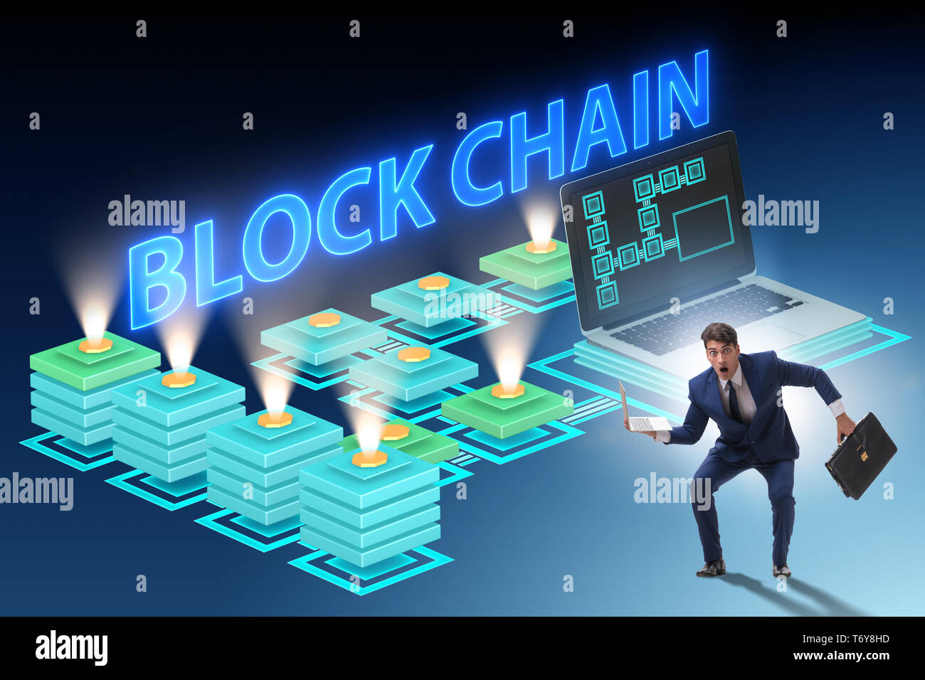 Confus à propos de concept blockchain employé Banque D'Images