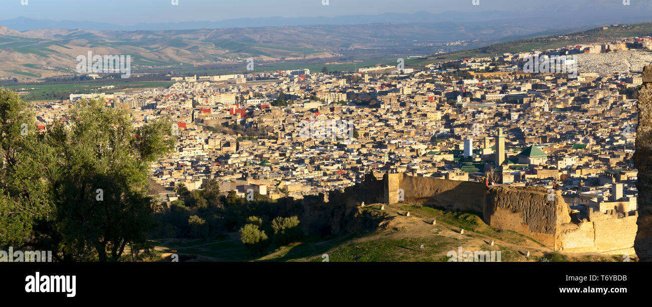 Panorama de l'antenne de Medina de Fes, Maroc Banque D'Images