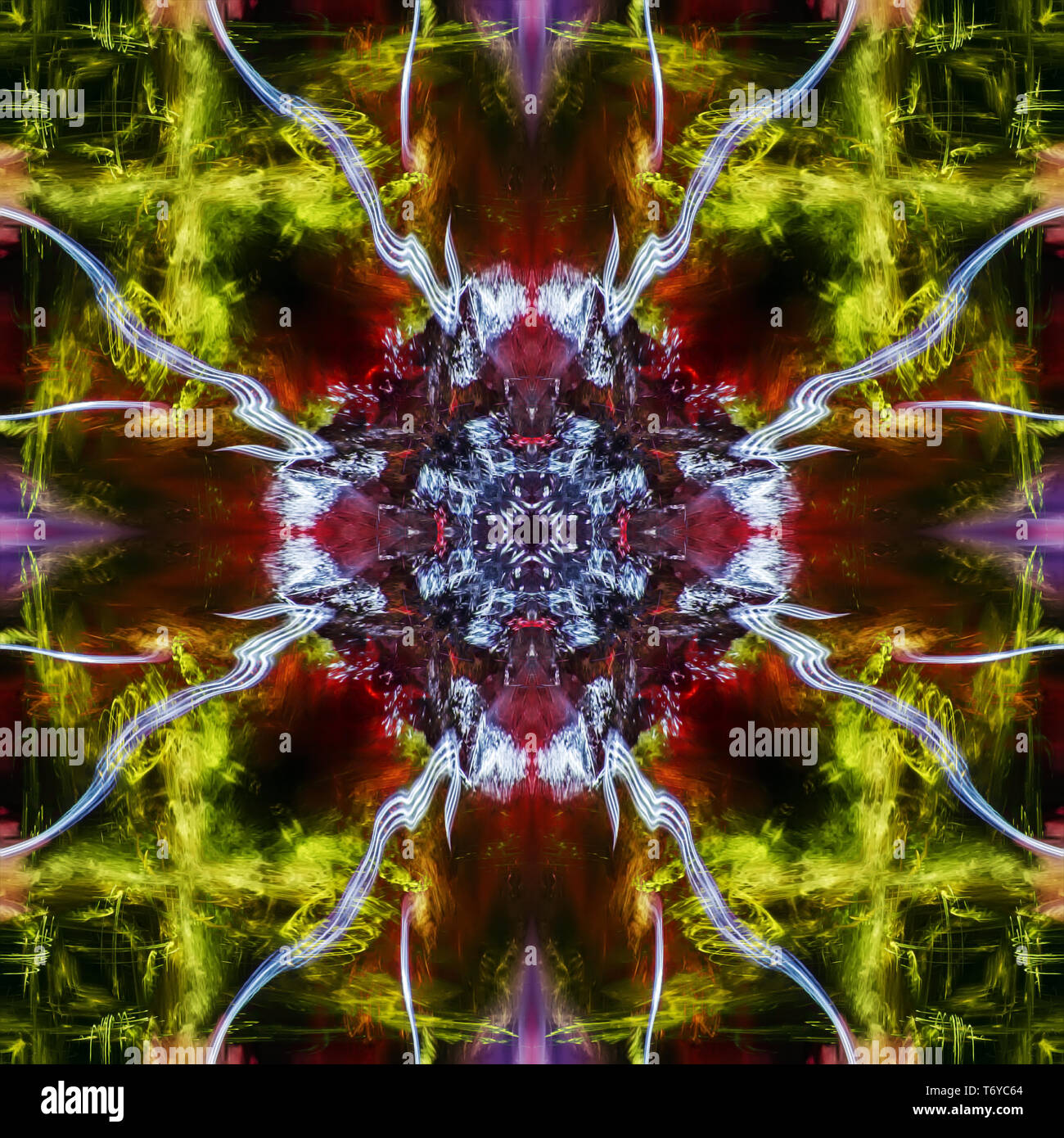 Motif psychédélique Art. Abstract colorful background symétrique. Banque D'Images