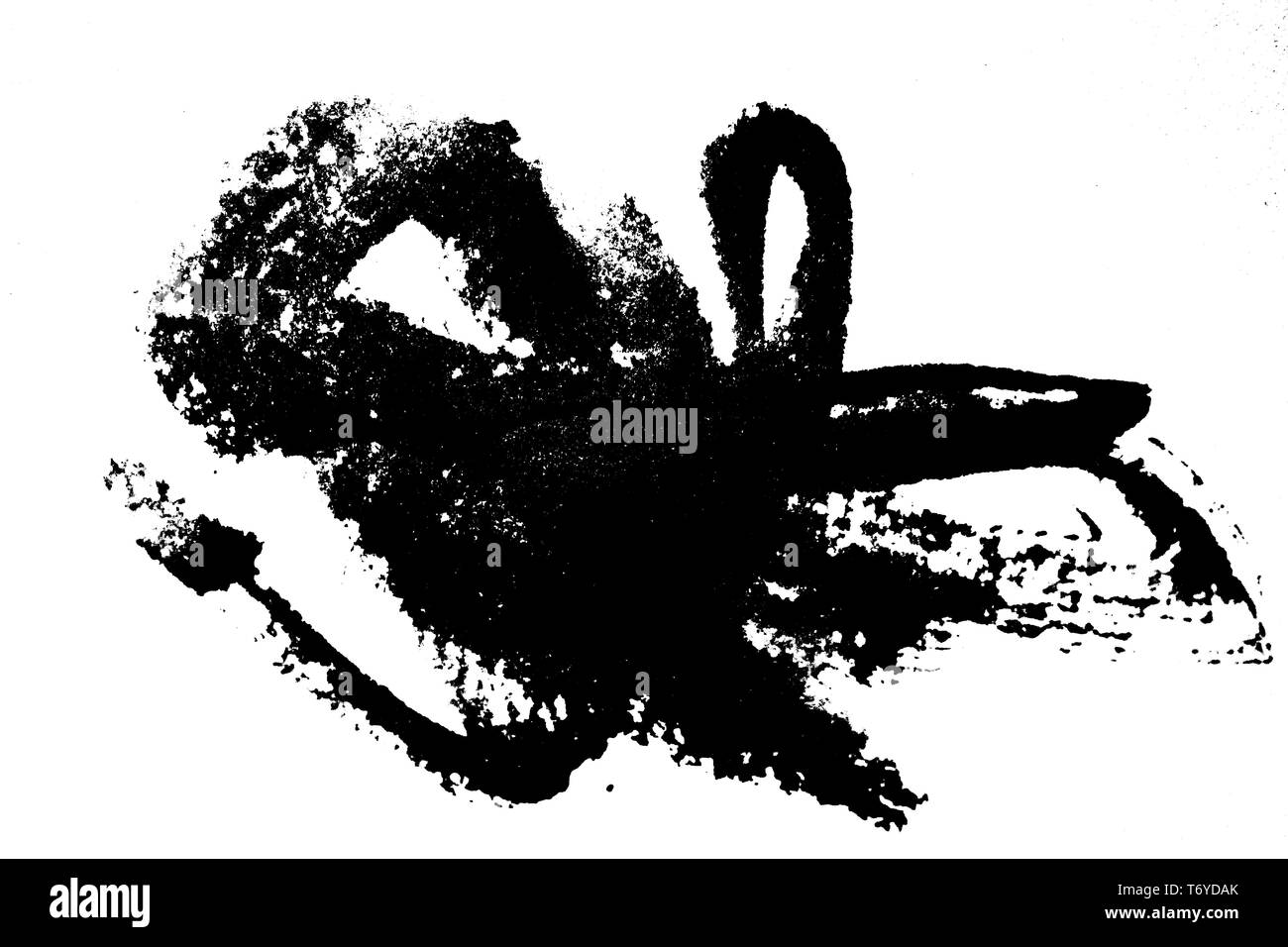 Résumé Les gribouillis noir et blanc, peintes à la main, les lignes noir sur blanc Banque D'Images