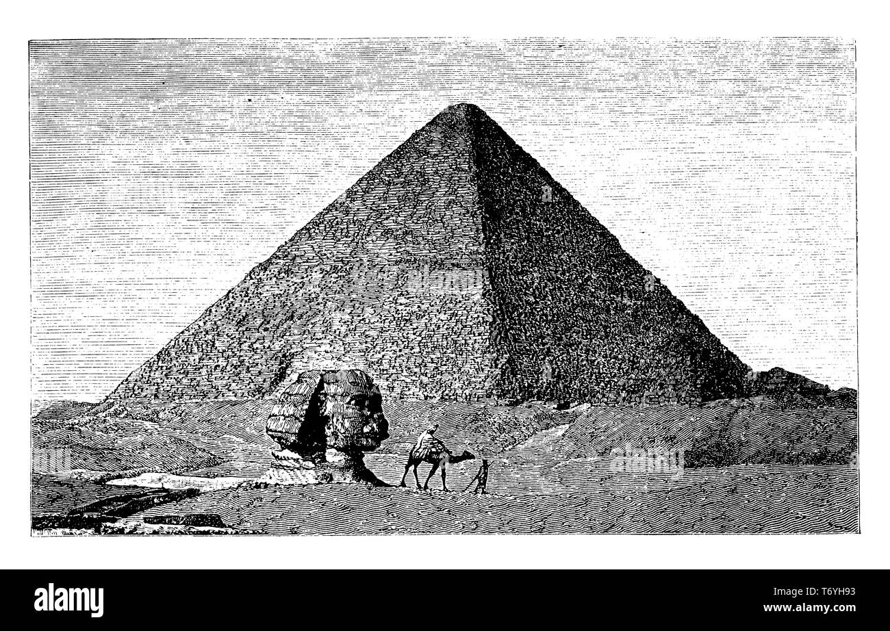 Pyramide de Khéops et Grand Sphinx, 1892 Banque D'Images