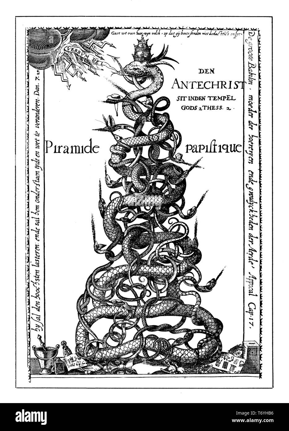 La pyramide papiste. Dutch, symbolique - représentation satirique de la hiérarchie médiévale. À partir de la fin du 16ème siècle., 1923 Banque D'Images