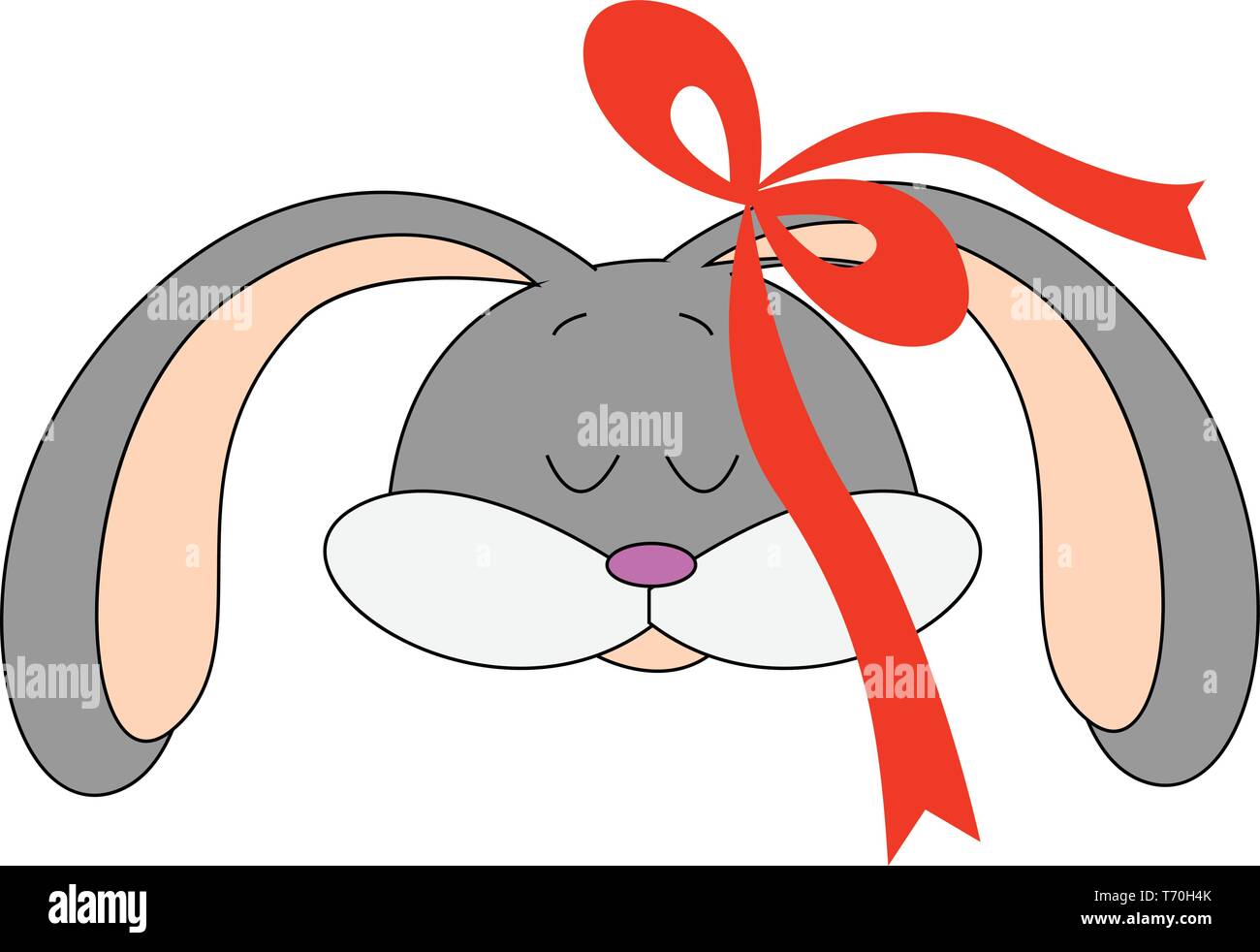 Lapin Gris fille avec bow red head vector illustration sur fond blanc Illustration de Vecteur