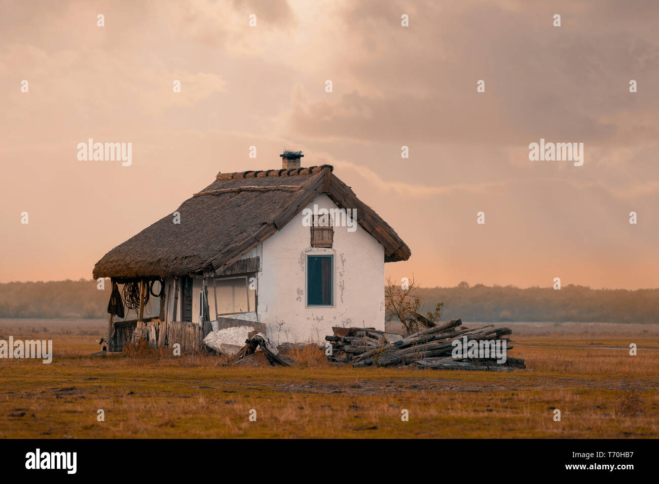 Chambre des bergers sur la Puszta hongroise Banque D'Images