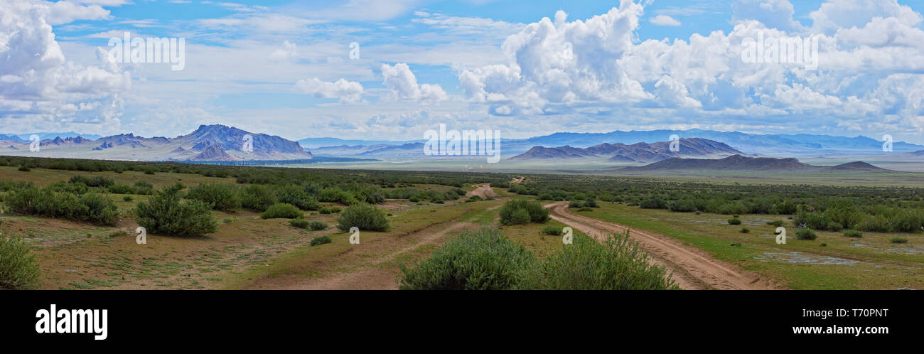 Panorama des routes mongoles Banque D'Images