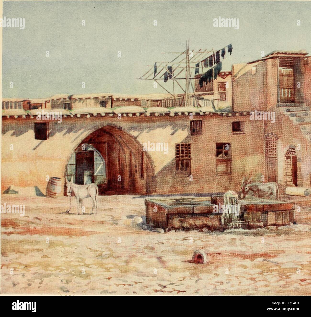 Aquarelle "UN Khan à Damas" par Walter Spencer Stanhope Tyrwhitt, du livre 'Le Caire, Jérusalem, Damas et' par David Samuel, 1912. Avec la permission de Internet Archive. () Banque D'Images Aquarelle "UN Khan à Damas" par Walter Spencer Stanhope Tyrwhitt, du livre 'Le Caire, Jérusalem, Damas et' par David Samuel, 1912. Avec la permission de Internet Archive. () Banque D'Images