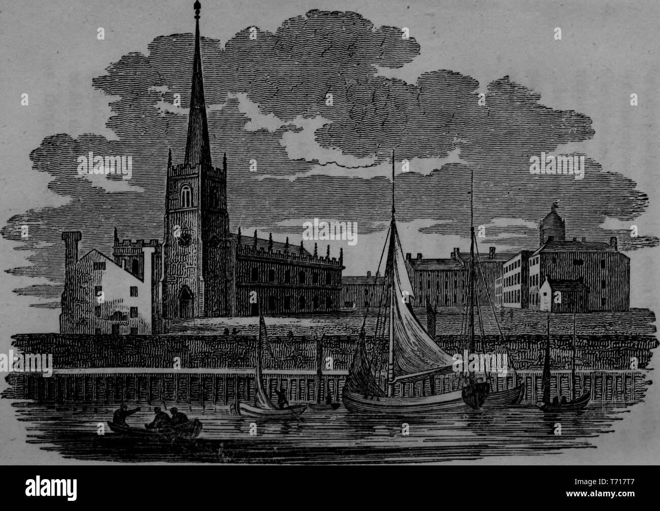 Gravure de l'église de Saint Nicola ou l'ancienne église, du livre "La photo de Liverpool' par Jones et Wright, 1808. Avec la permission de Internet Archive. () Banque D'Images