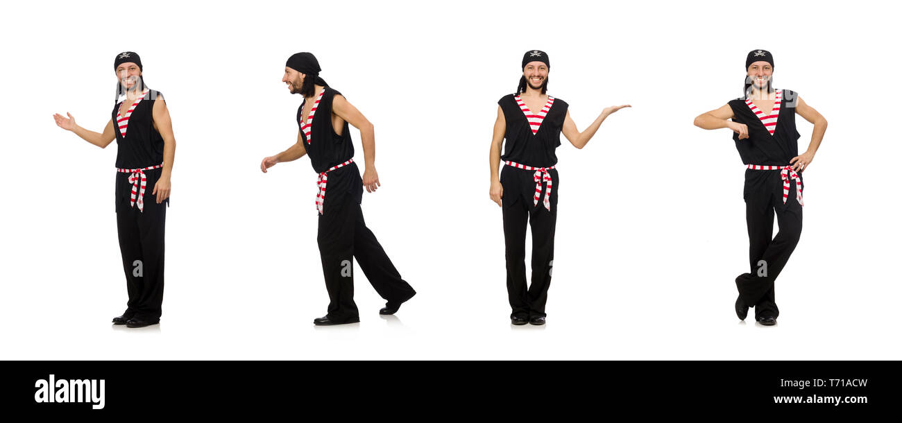 Pirate homme isolé sur fond blanc Banque D'Images