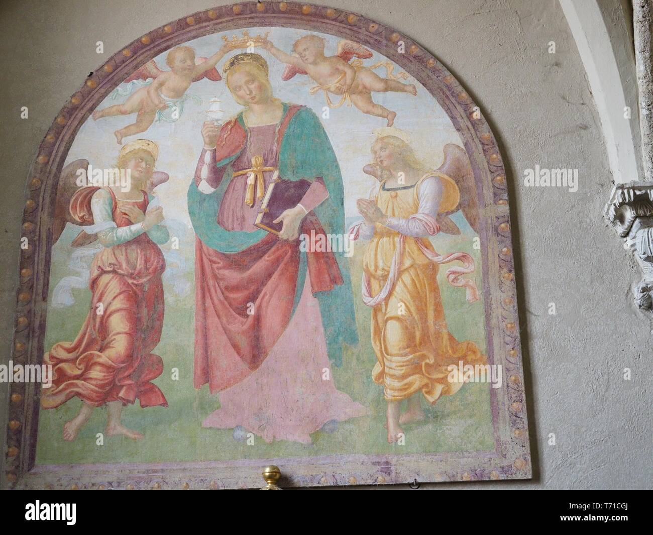 Todi Ombrie Italie. L'intérieur de Santa Maria Annunziata' ou la cathédrale Duomo de Todi. Renaissance Rare fresque représentant Santa'Maria Magdalena' S Banque D'Images
