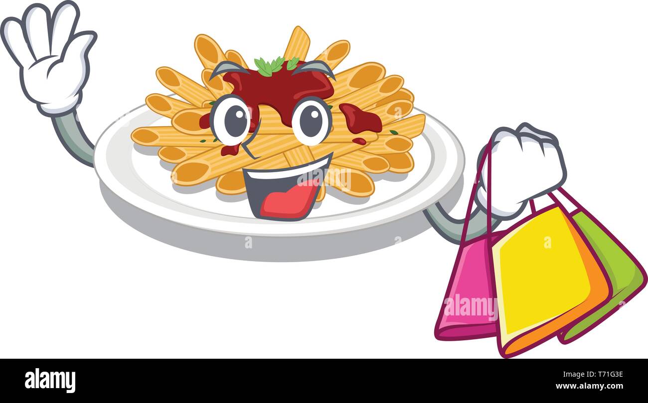Shopping de pâtes alimentaires dans la cuvette d'un caractère Illustration de Vecteur