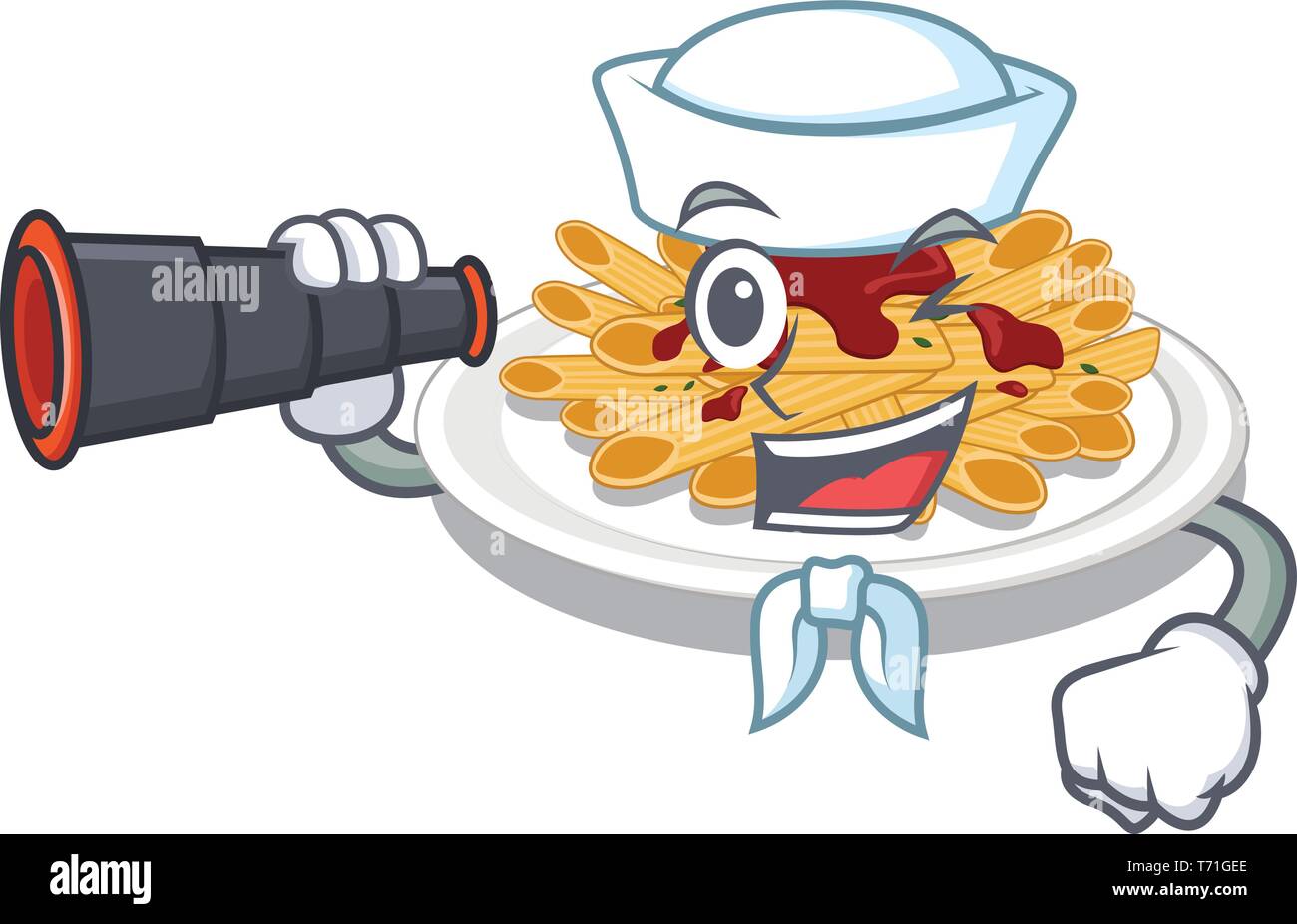 Marin avec pâtes binoculaire dans la forme d'une mascotte Illustration de Vecteur