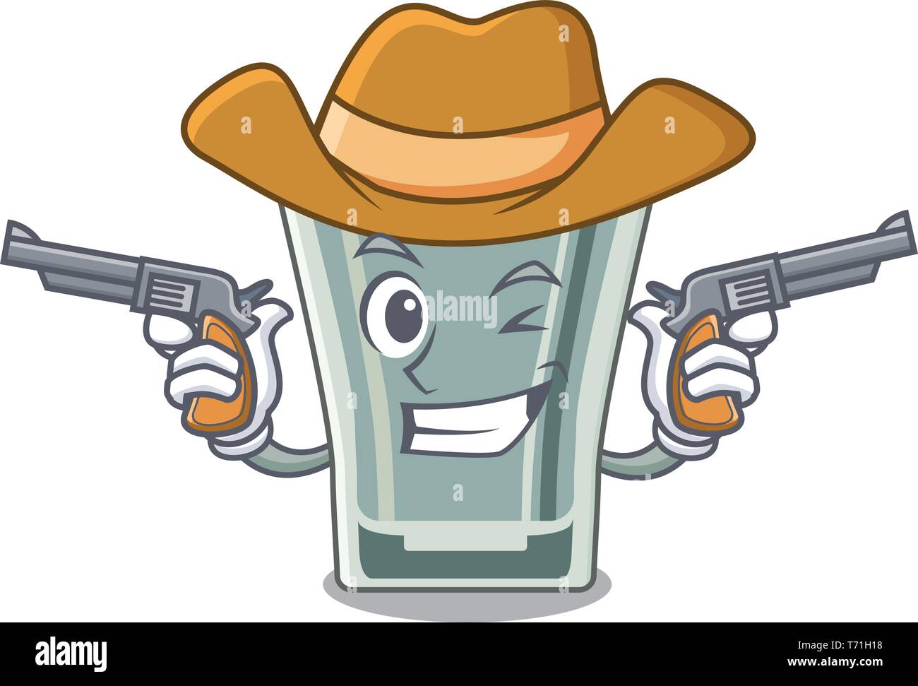 Cowboy shot verre isolé avec la mascotte Illustration de Vecteur