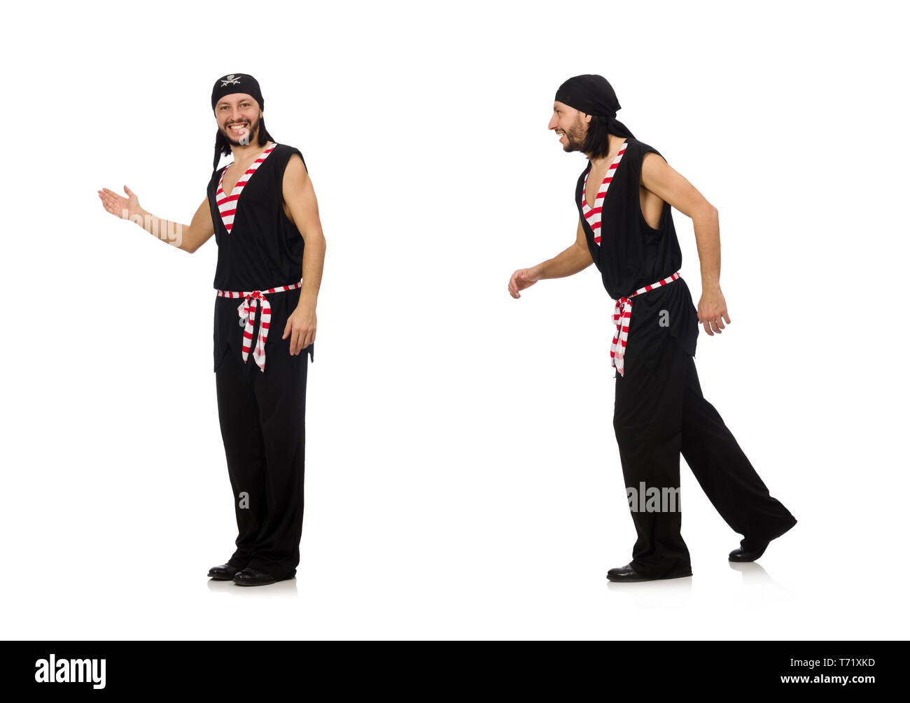 Pirate homme isolé sur fond blanc Banque D'Images