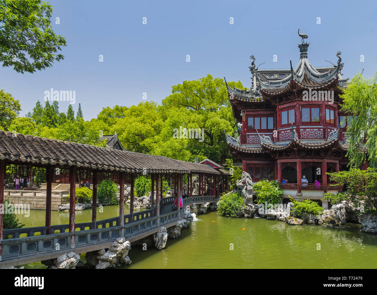 Le jardin Yuyuan (jardin du bonheur) dans le centre de Shanghai Chine Banque D'Images