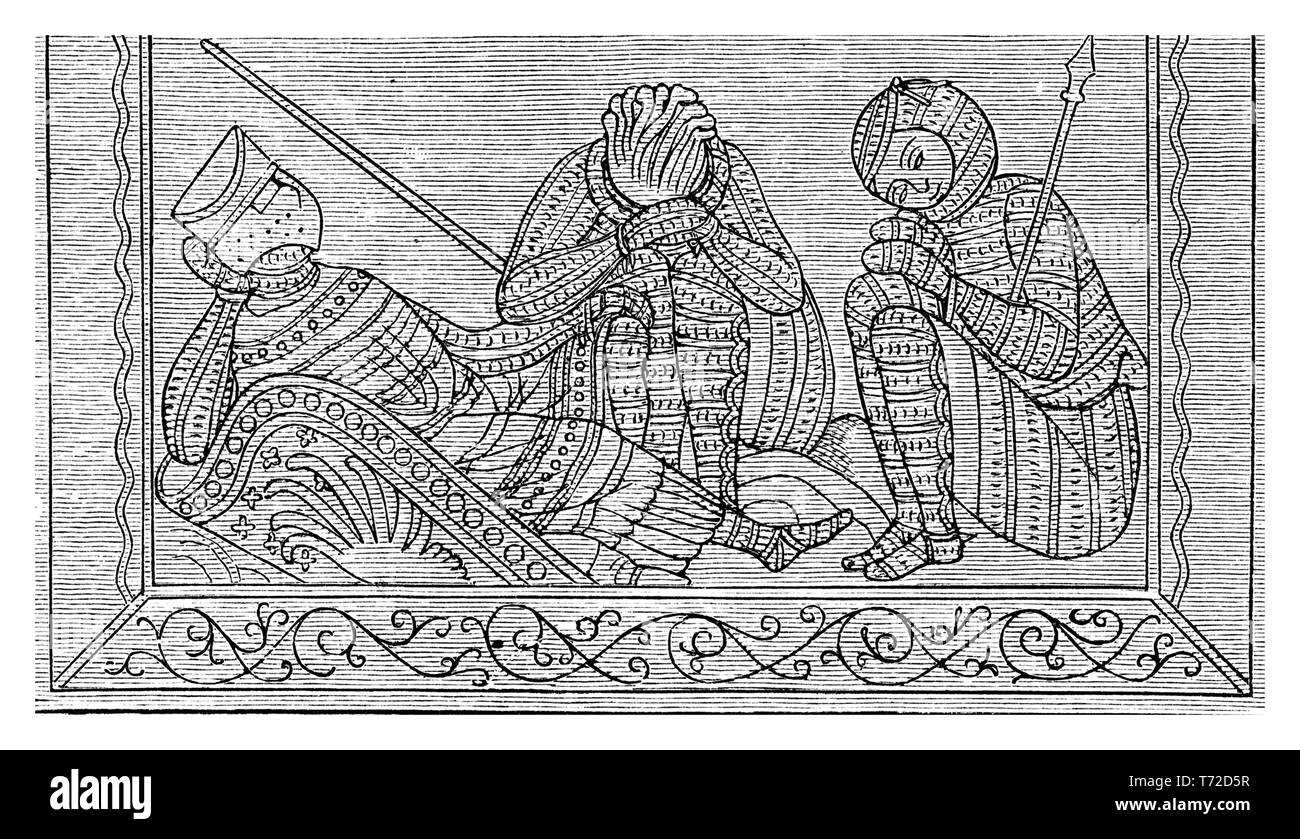 Chevaliers gardiens du tombeau du Christ du XIII siècle miniature Banque D'Images