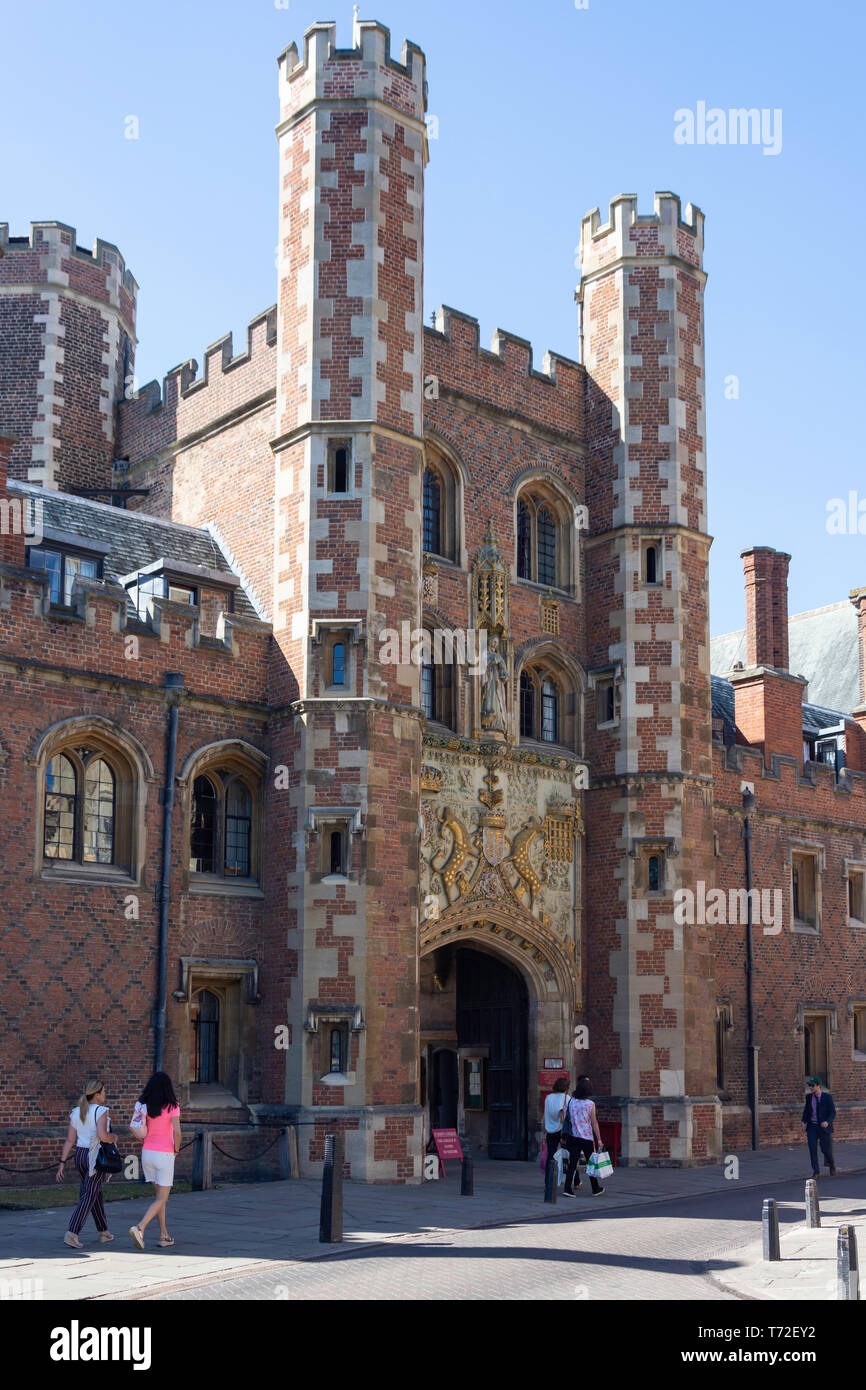Porte d'entrée, St John's College, Cambridge, Cambridgeshire, Angleterre, Royaume-Uni Banque D'Images