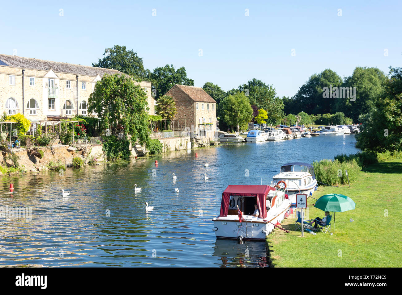 Parc en bord de rivière, de la rivière Great Ouse, St Neots, Cambridgeshire, Angleterre, Royaume-Uni Banque D'Images