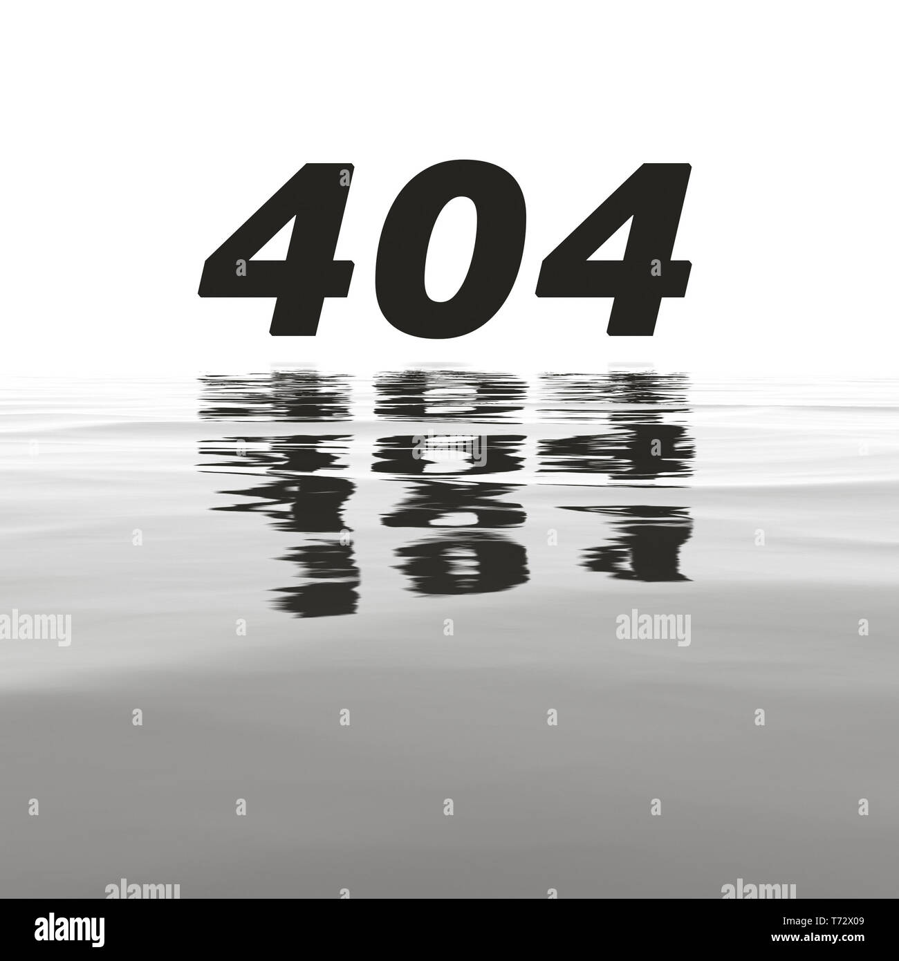 Erreur 404 avec de l'eau réflexions Banque D'Images