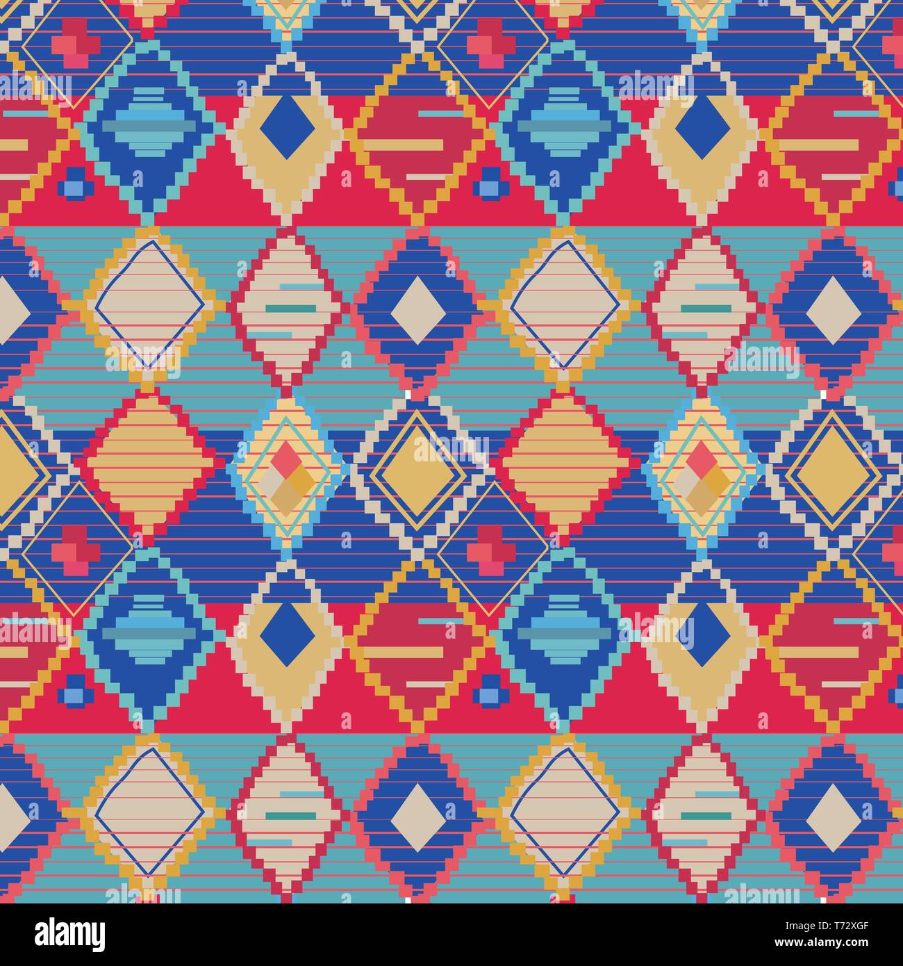 Motif répété colorés, tapis traditionnel marocain ,illustration vectorielle. Illustration de Vecteur
