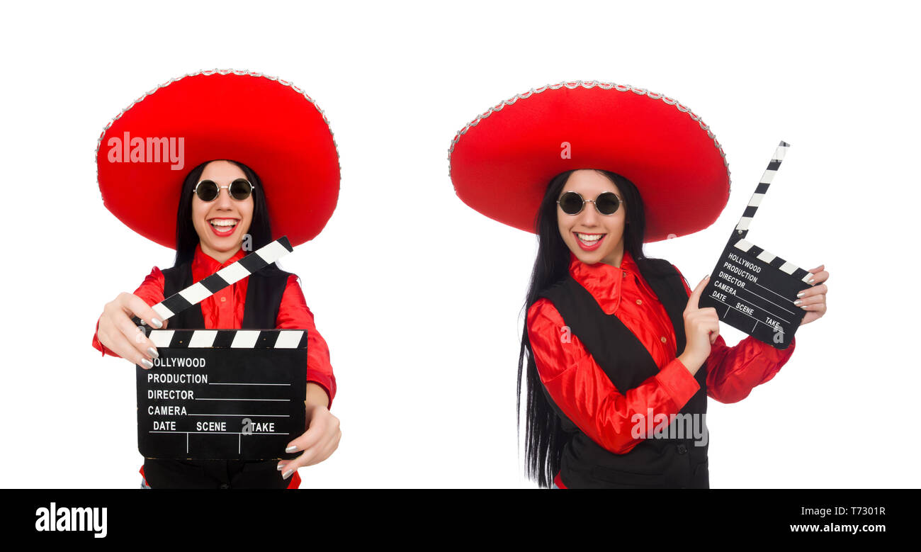 Femme mexicaine dans drôle notion on white Banque D'Images