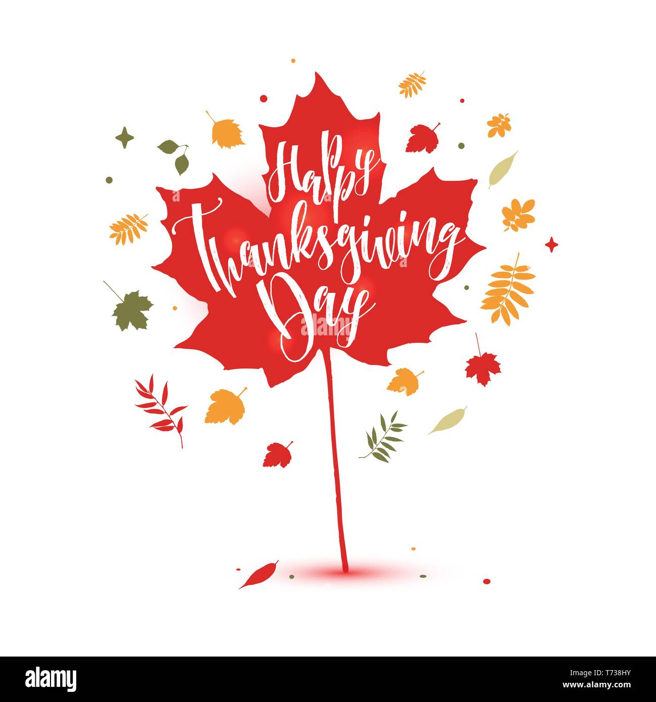 Hand drawn joyeux Thanksgiving typographie lettrage de l'affiche. L'illustration pour la célébration carte postale. Illustration de Vecteur