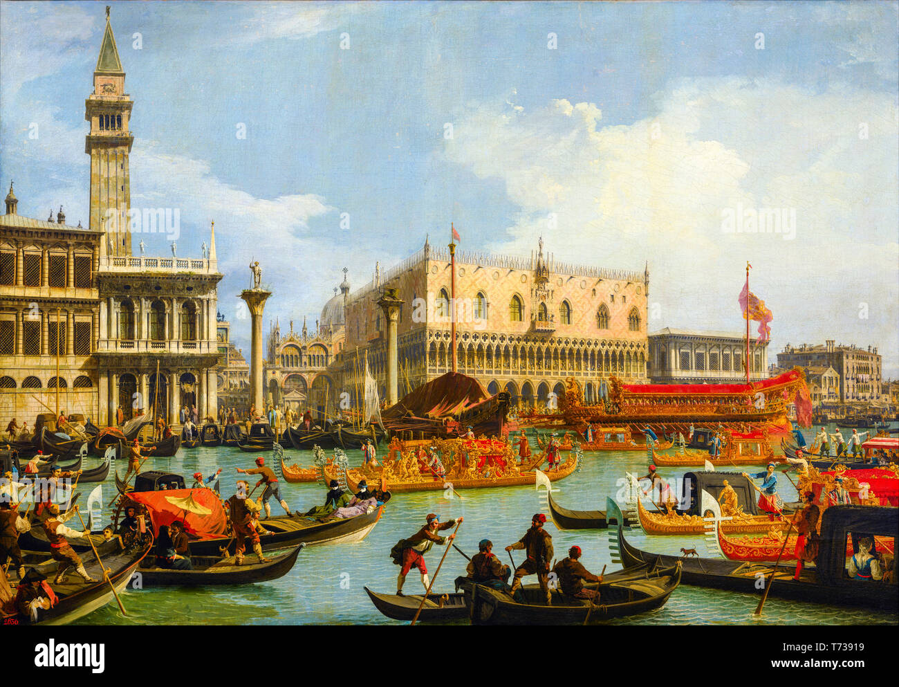 Canaletto, retour du Bucintoro au Molo le jour de l'Ascension, peinture, ch. 1727 Banque D'Images