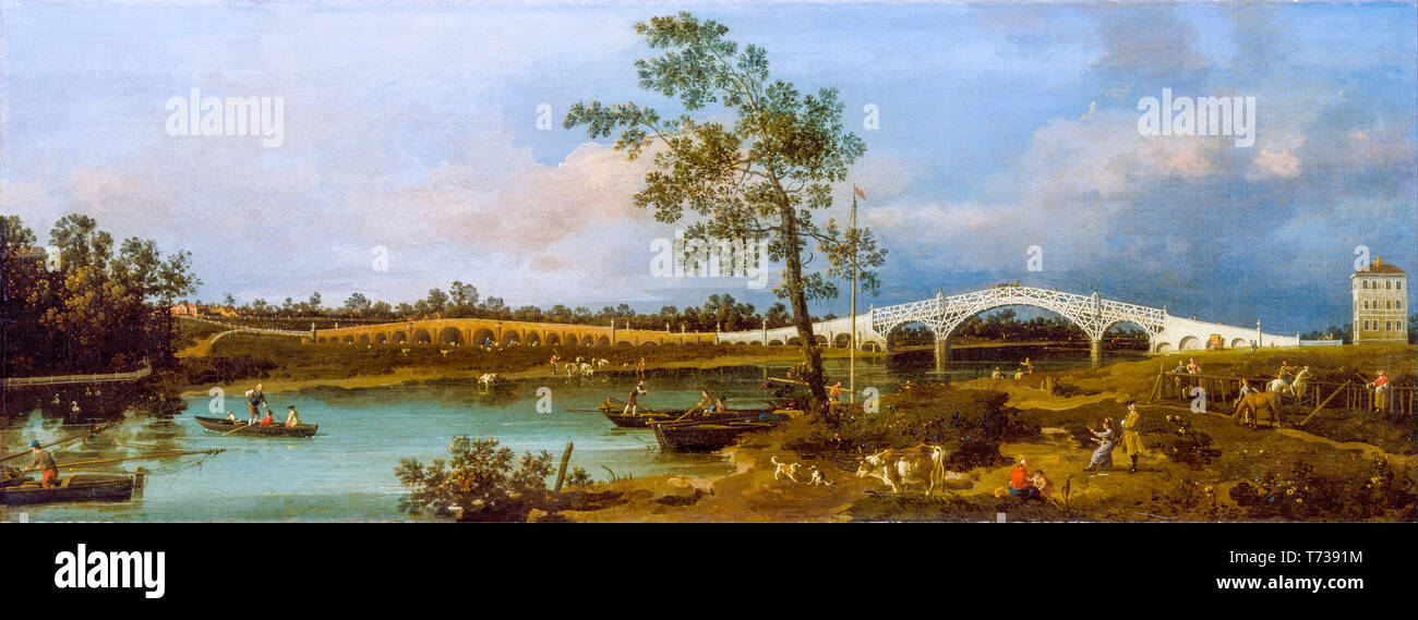 Canaletto, Vieux Pont Walton, peinture, 1755 Banque D'Images