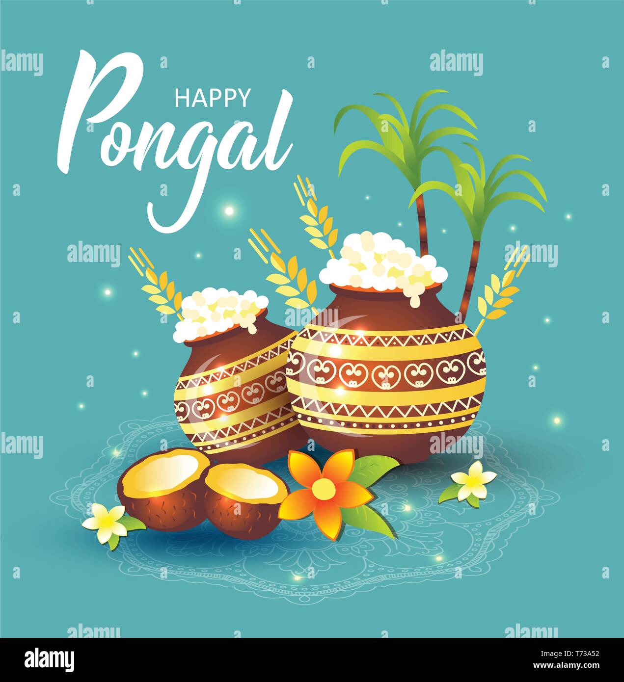 Illustration de l'Heureux Pongal Maison de Harvest Festival du Tamil Nadu au sud de l'Inde. Illustration de Vecteur
