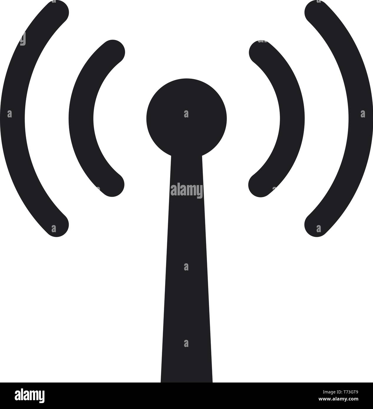 Simple Antenne avec ondes radio symbole icône vecteur Illustration de Vecteur
