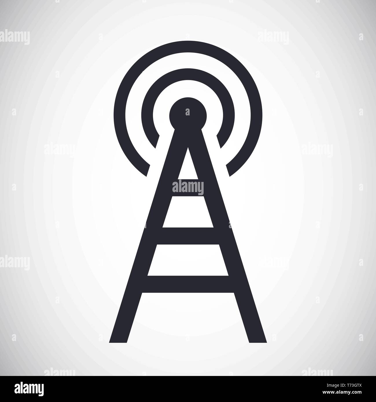 Tour de transmission de radio communication ondes signal icône vecteur Illustration de Vecteur