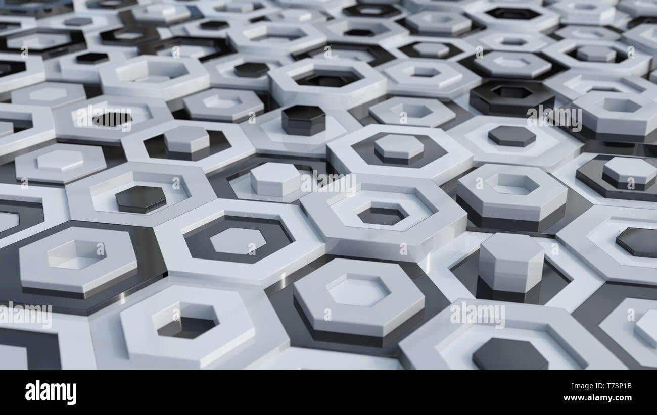 Hex de rendu 3D Abstract Background Banque D'Images