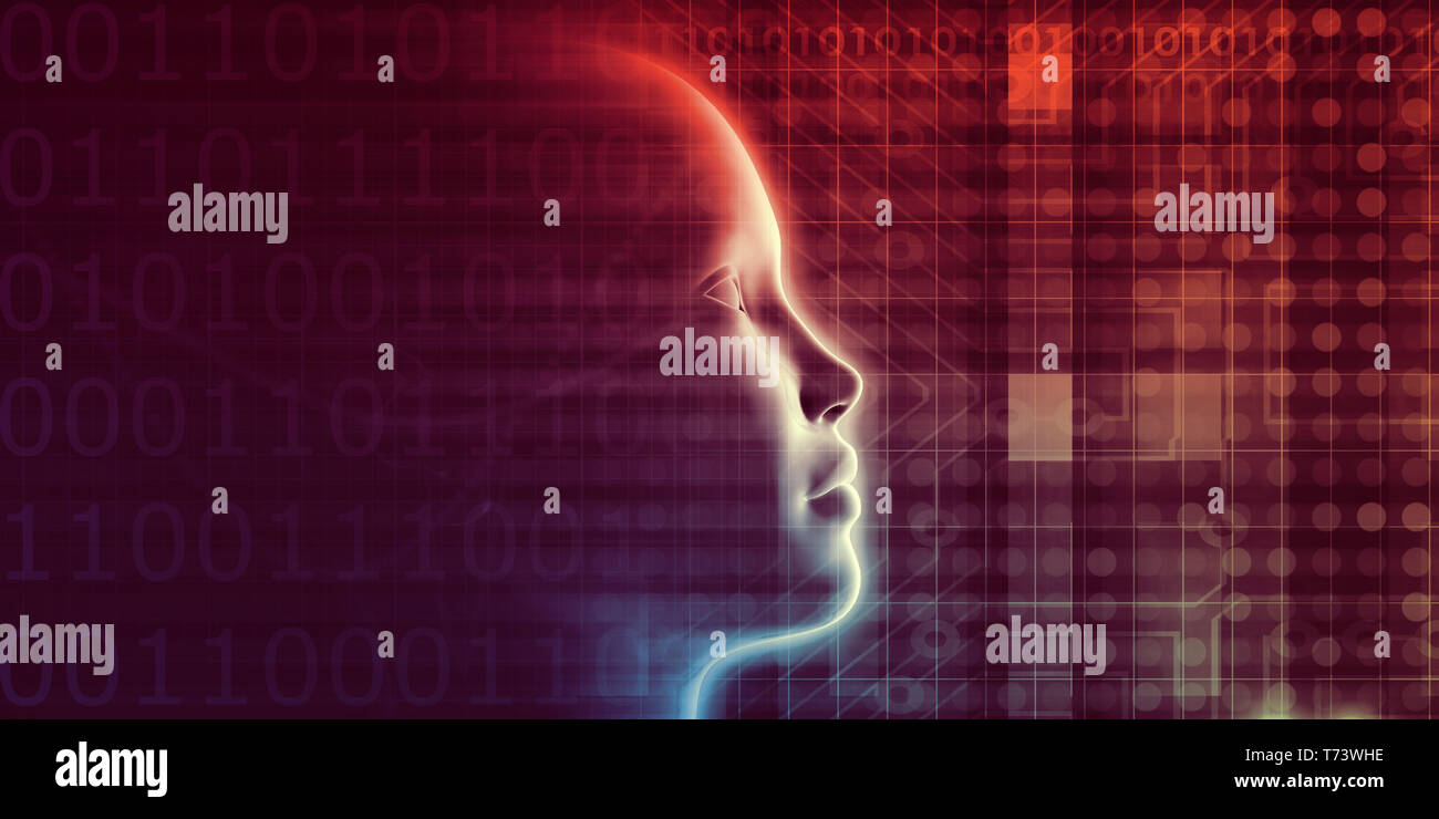 L'évolution de l'intelligence artificielle avec la conscience comme concept de haute technologie numérique Banque D'Images