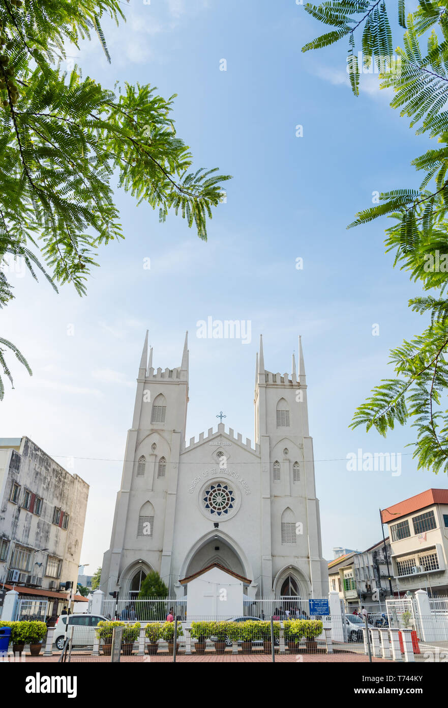 Malaisie - Malacca,21 avril, 2019 : Église de Saint François Xavier est une église catholique de style néo-gothique, sur Jalan Laksaman dans le centre-ville historique. L Banque D'Images