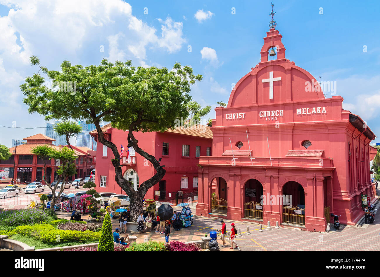 Malaisie - Malacca,avril 21,2019 : vue panoramique de l'Église du Christ et Malacca Dutch Square,les gens peuvent voir l'exploration autour de l'informatique. Il a été écrire un Banque D'Images