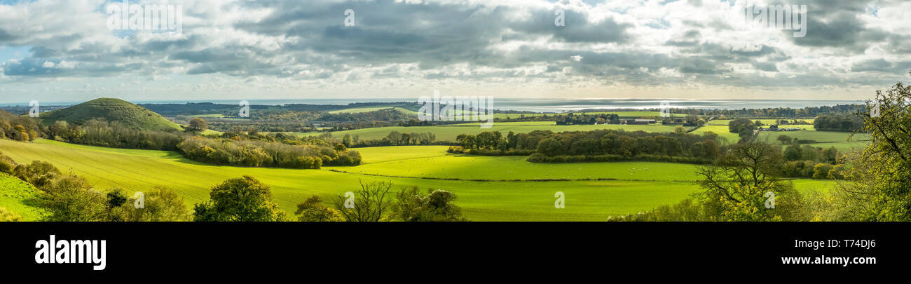 Vue panoramique sur le North Downs Way, le sud de l'Angleterre ; Kent, Angleterre Banque D'Images