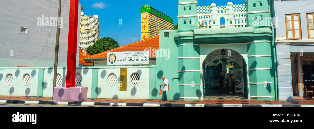 Mosquée Chulia sur South Bridge Road Singapore Singapour. Banque D'Images
