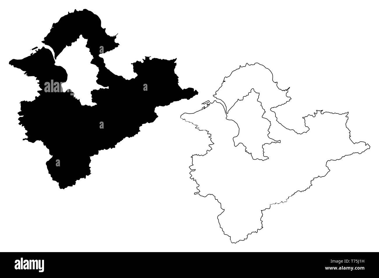 New Taipei City (divisions administratives de Taiwan, République de Chine, ROC, municipalités spéciales) map vector illustration gribouillage, croquis C Taipei Illustration de Vecteur