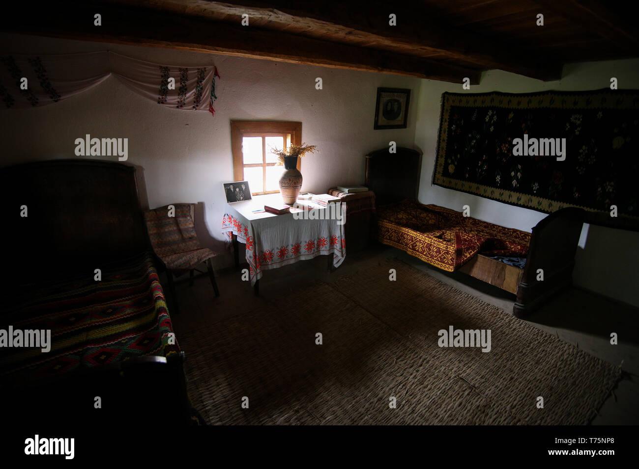Scornicesti, Olt, Roumanie - 01 mai 2019 Détails : avec la maison dans laquelle Nicolae Ceausescu, dictateur communiste roumain, est né en 1918. Banque D'Images