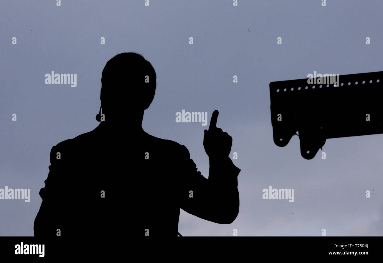 Nigel Farage parle lors d'un Brexit Partie rassemblement à Mill Farm Sports Village, Wesham, Lancashire. Banque D'Images