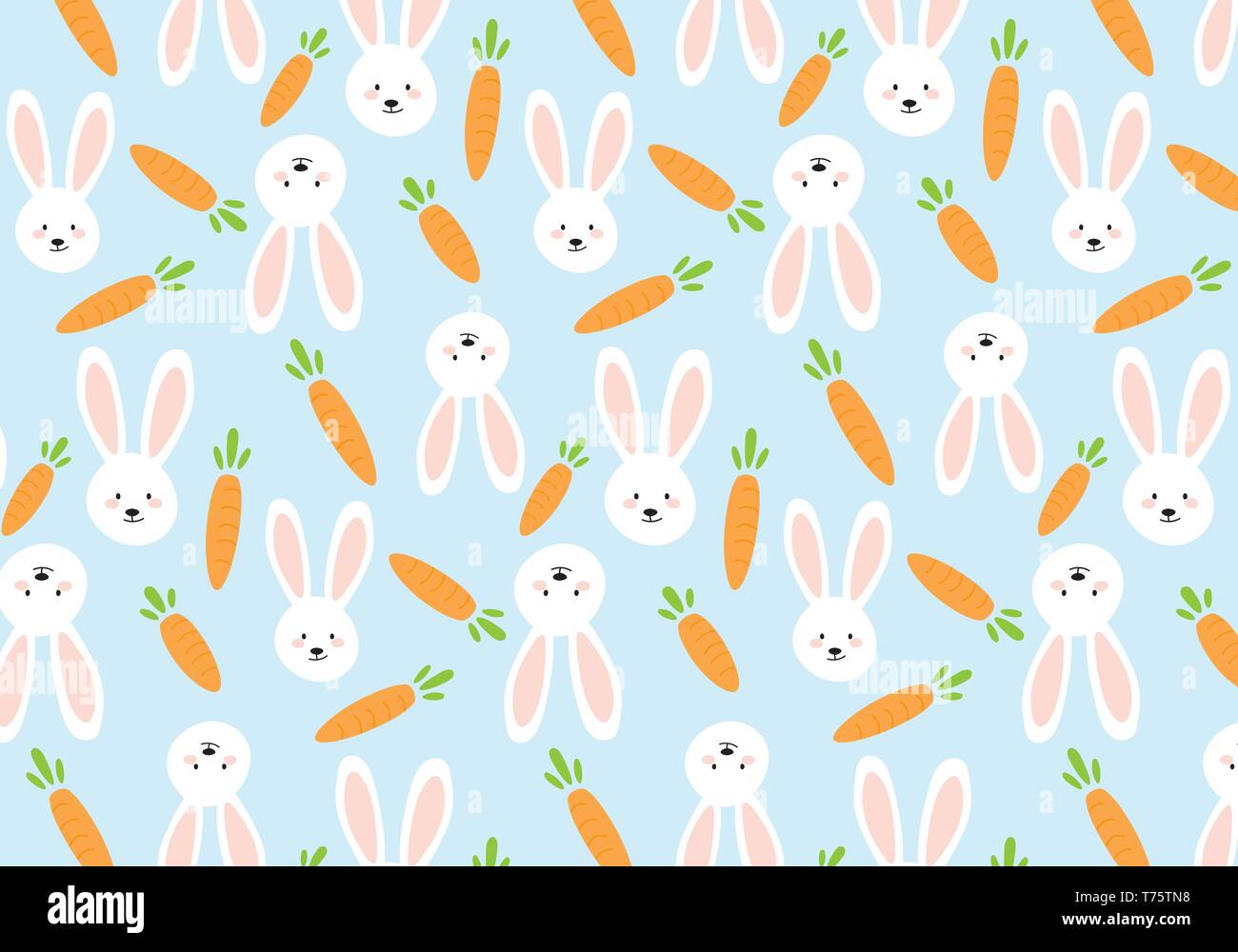 Les carottes et le lapin vector illustration sur un fond bleu pastel Illustration de Vecteur