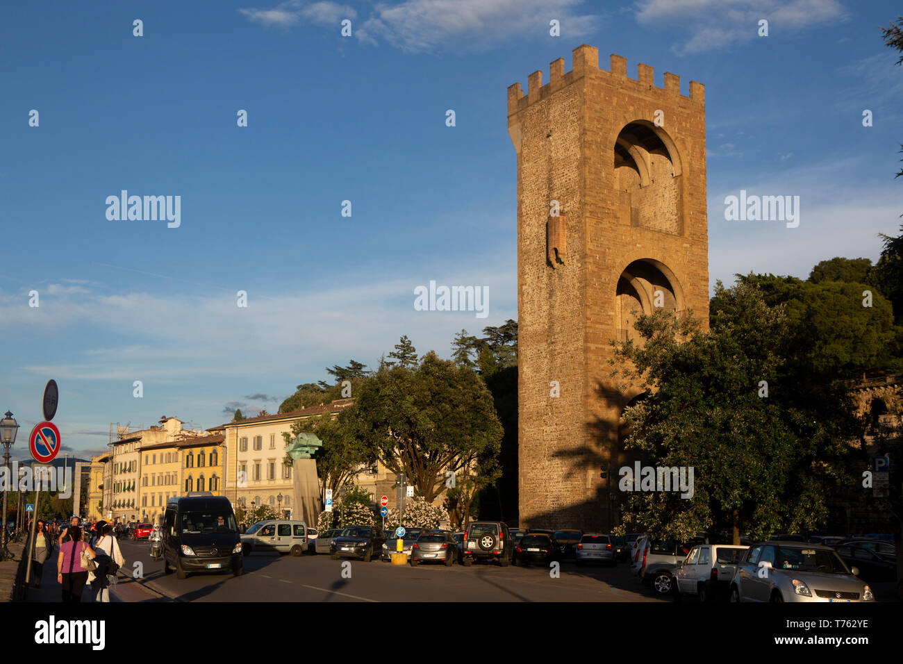 Un autre tour de la défense a terminé sixième mur dans les années 1590-1595 dans la Florence, Toscane, Italie. Banque D'Images