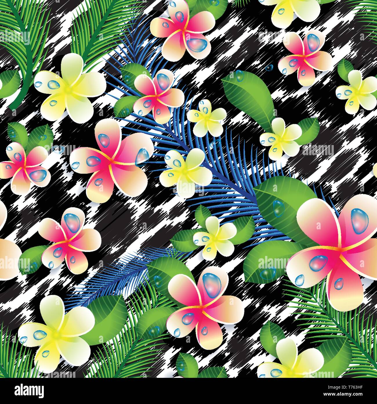 Belle jungle florale motif de fond. Des fleurs tropicales et des feuilles. Illustration de Vecteur